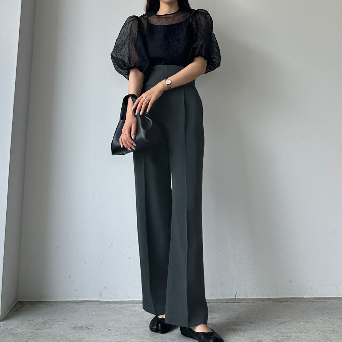 ルエレ Louere Louere ハイウエストタックパンツ