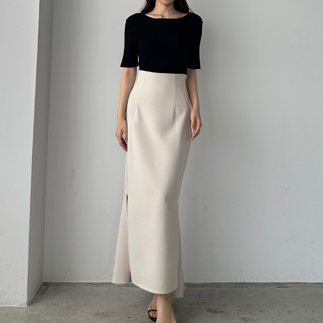 ルエレ Louere Louere ボートネック半袖リブニット