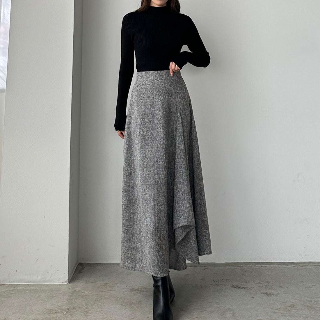 ルエレ Louere Louere ツイードハイウエストラッフルフレアスカート