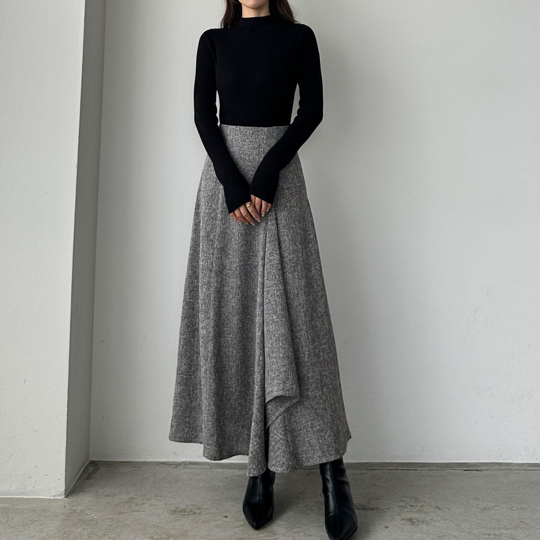 ルエレ Louere Louere ツイードハイウエストラッフルフレアスカート