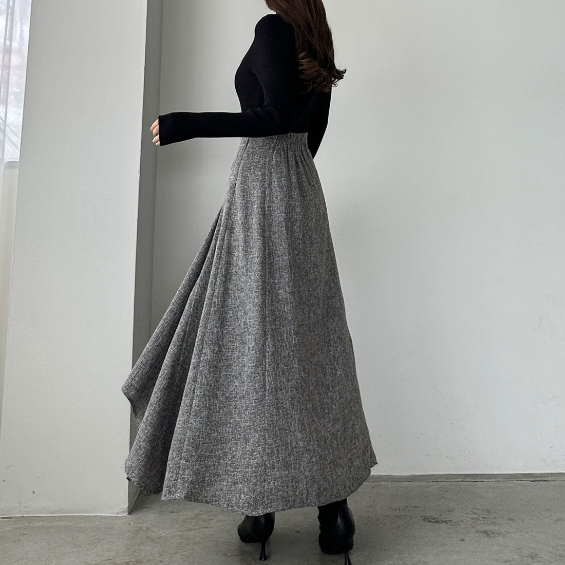 ルエレ Louere Louere ツイードハイウエストラッフルフレアスカート