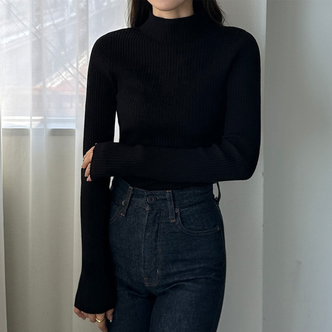 ルエレ Louere Louere ハイネックリブニット