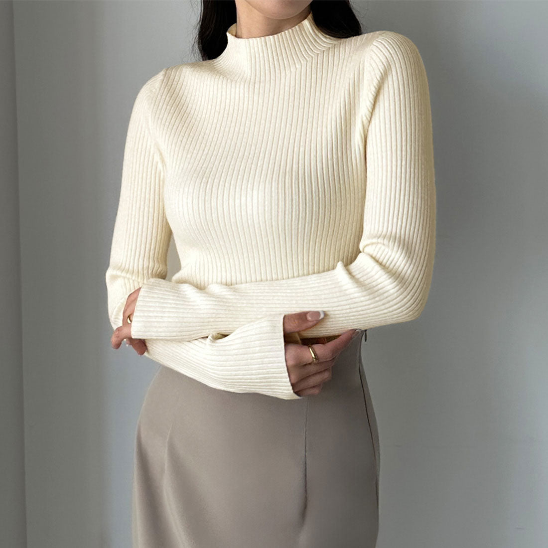 ルエレ Louere Louere ハイネックリブニット