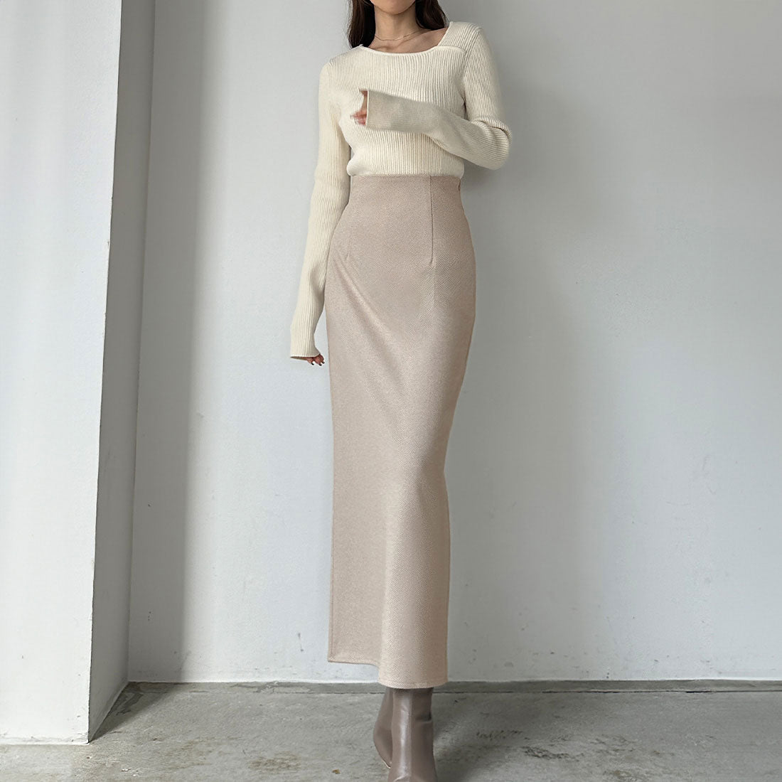 ルエレ Louere Louere 高腰人字紋背 slit 鉛筆裙