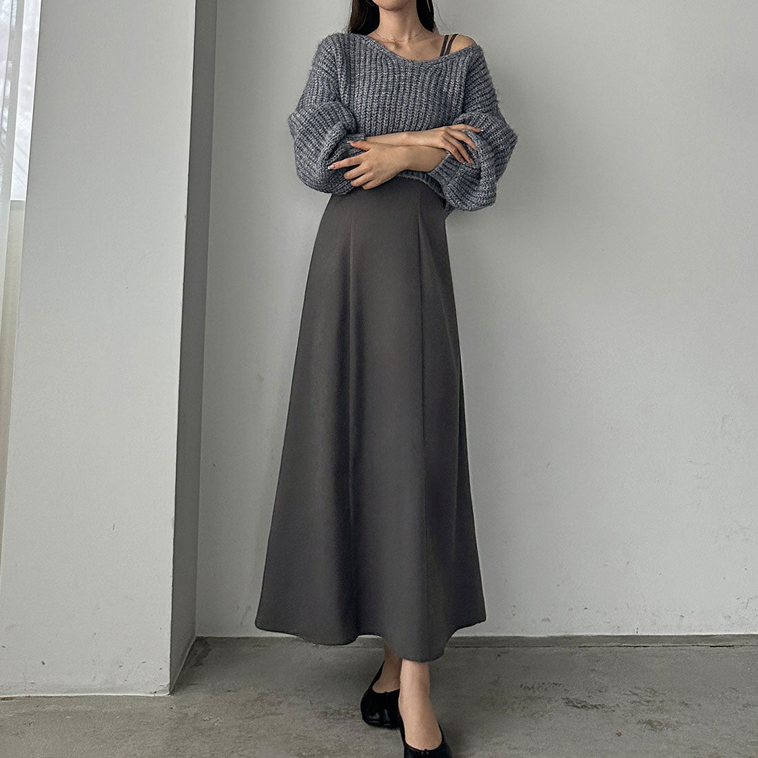 ルエレ Louere Louere ショートニットトップス＋フレアキャミワンピース