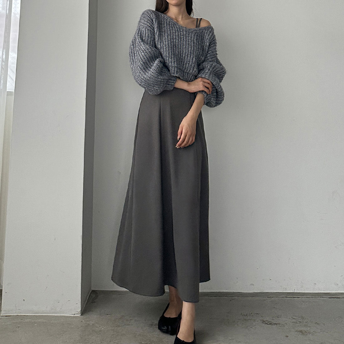 ルエレ Louere Louere ショートニットトップス＋フレアキャミワンピース