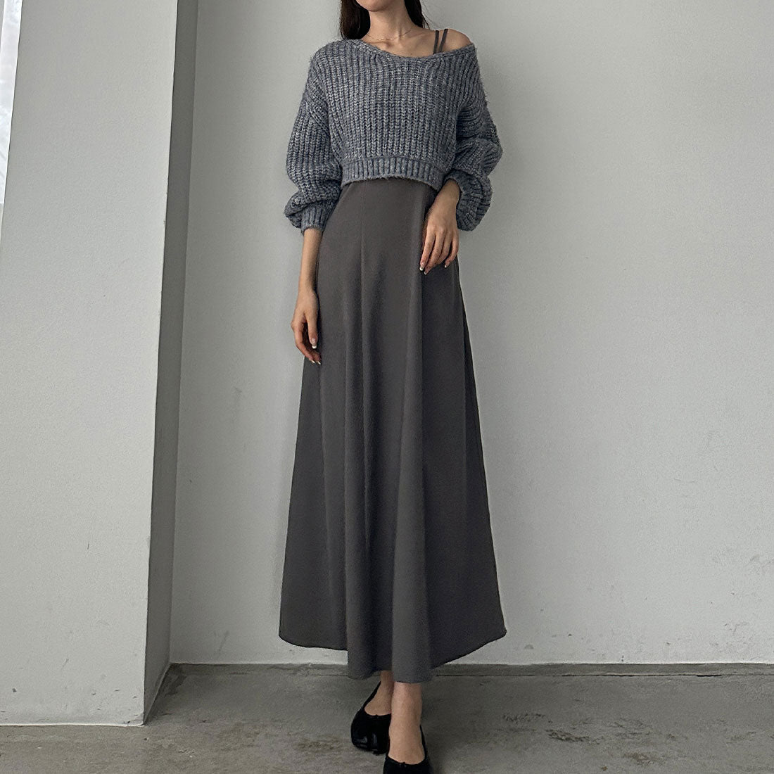 ルエレ Louere Louere ショートニットトップス＋フレアキャミワンピース