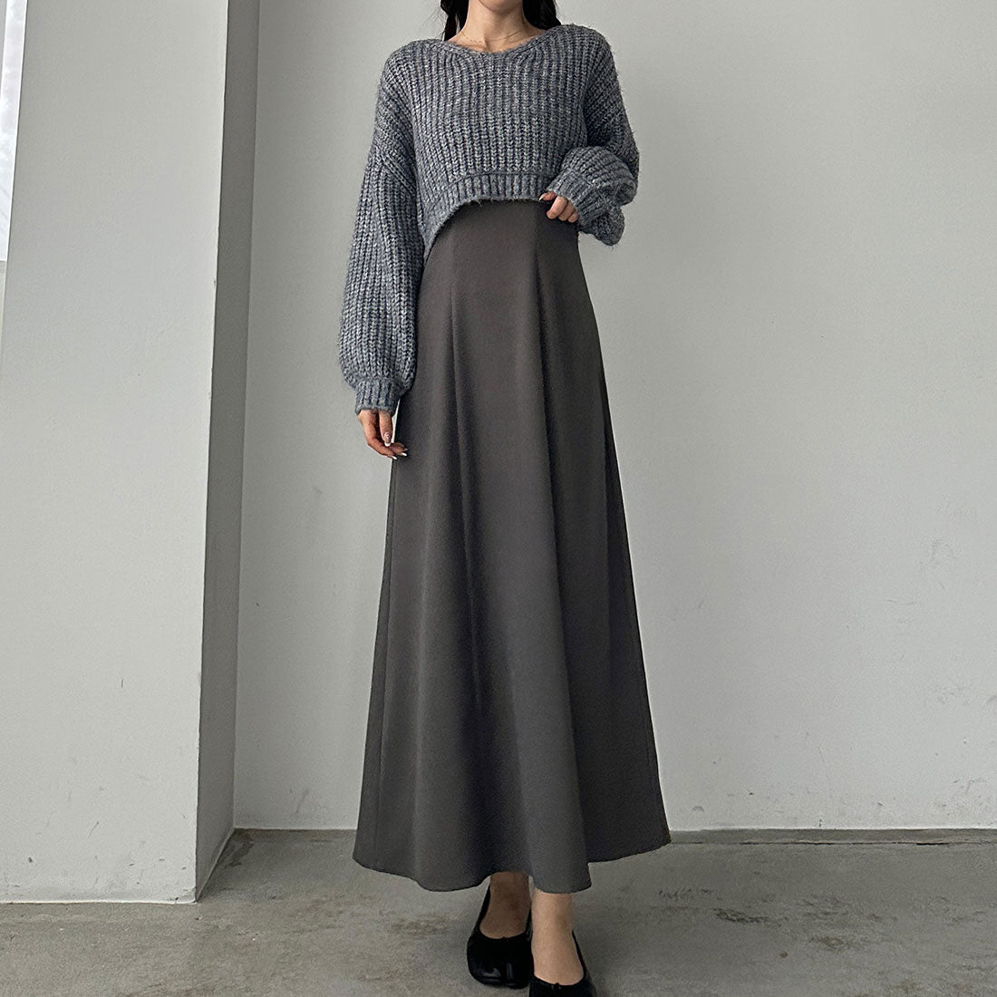 ルエレ Louere Louere ショートニットトップス＋フレアキャミワンピース