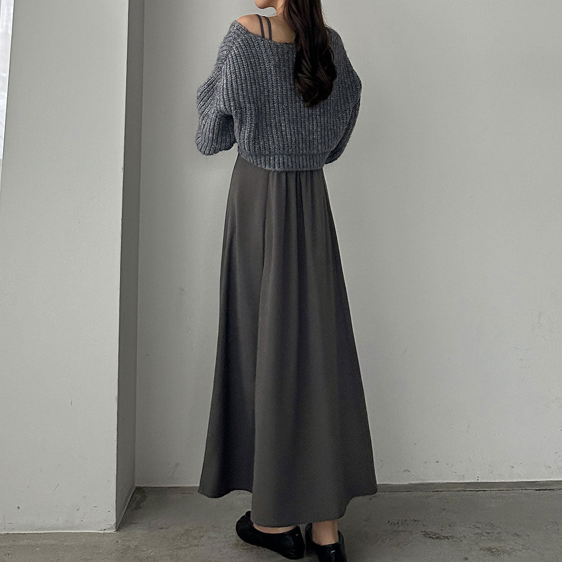 ルエレ Louere Louere ショートニットトップス＋フレアキャミワンピース