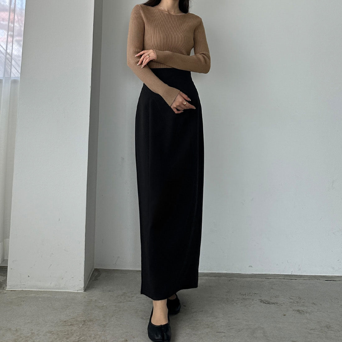 ルエレ Louere Louere ボートネック長袖リブニット