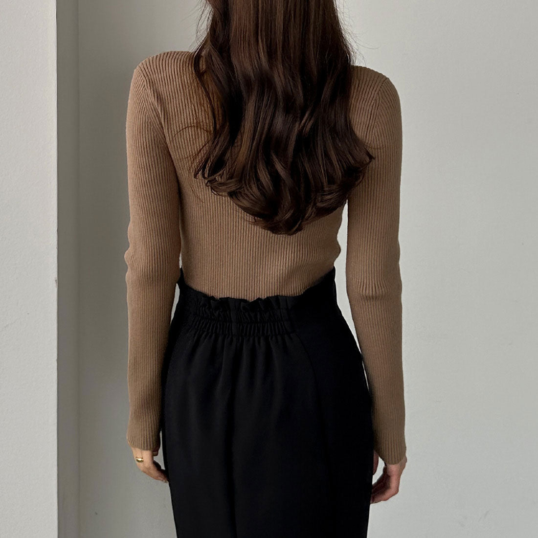 ルエレ Louere Louere ボートネック長袖リブニット