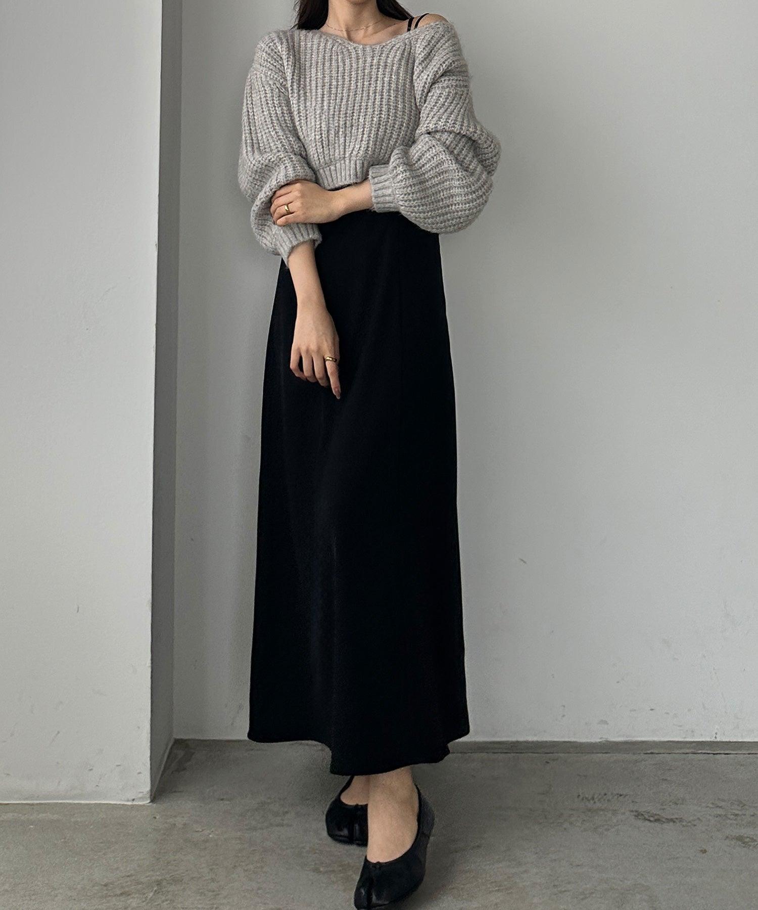 ルエレ Louere Louere ショートニットトップス＋フレアキャミワンピース （グレー） グレー