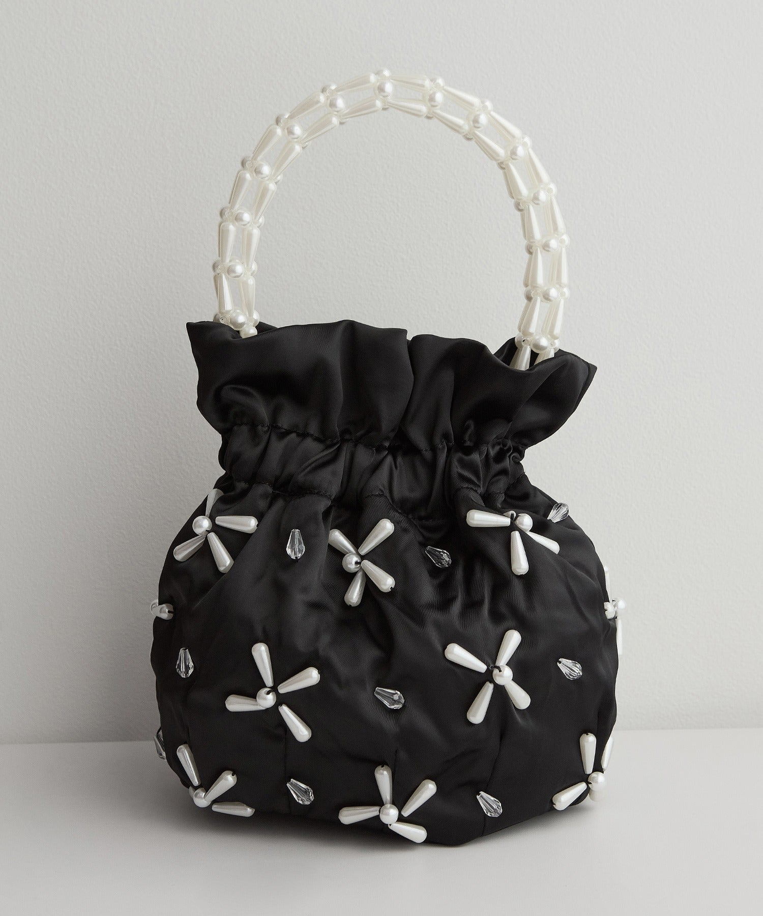 レジャ Leja パールビーズハンドルバッグ結婚式 パーティー 成人式 二次会 同窓会 お呼ばれ オケージョン 20代 30代 40代 （BLACK） BLACK