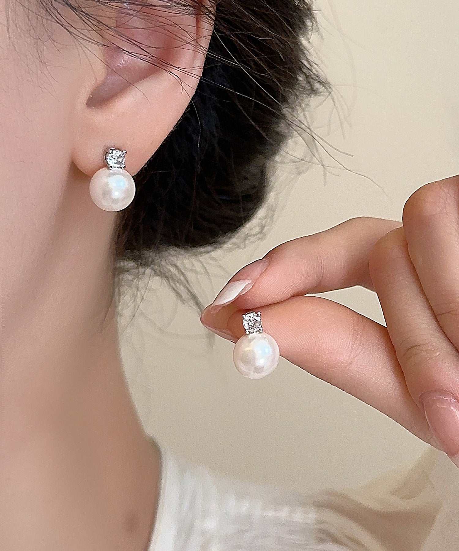 レジャ Leja パールシルバーストーンピアス結婚式 パーティー 成人式 二次会 同窓会 お呼ばれ オケージョン 20代 30代 40代 （WHITE） WHITE