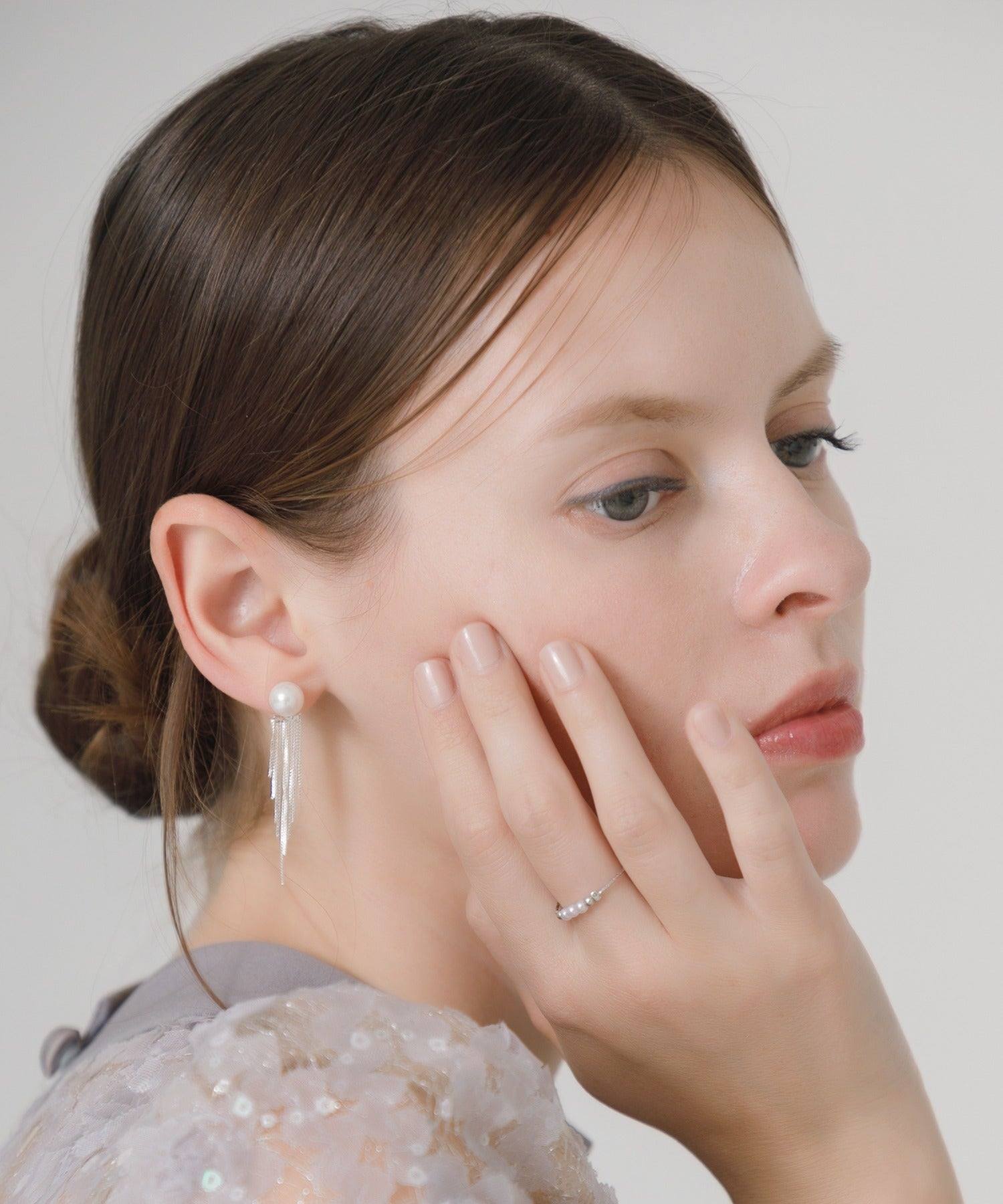 レジャ Leja 2WAYパールチェーンデザインピアス結婚式 パーティードレス 成人式 20代 30代 40代 （SILVER） SILVER