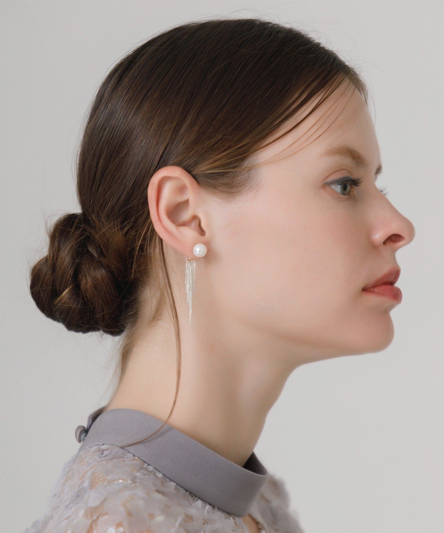 レジャ Leja 2WAYパールチェーンデザインピアス結婚式 パーティードレス 成人式 20代 30代 40代 （SILVER） SILVER