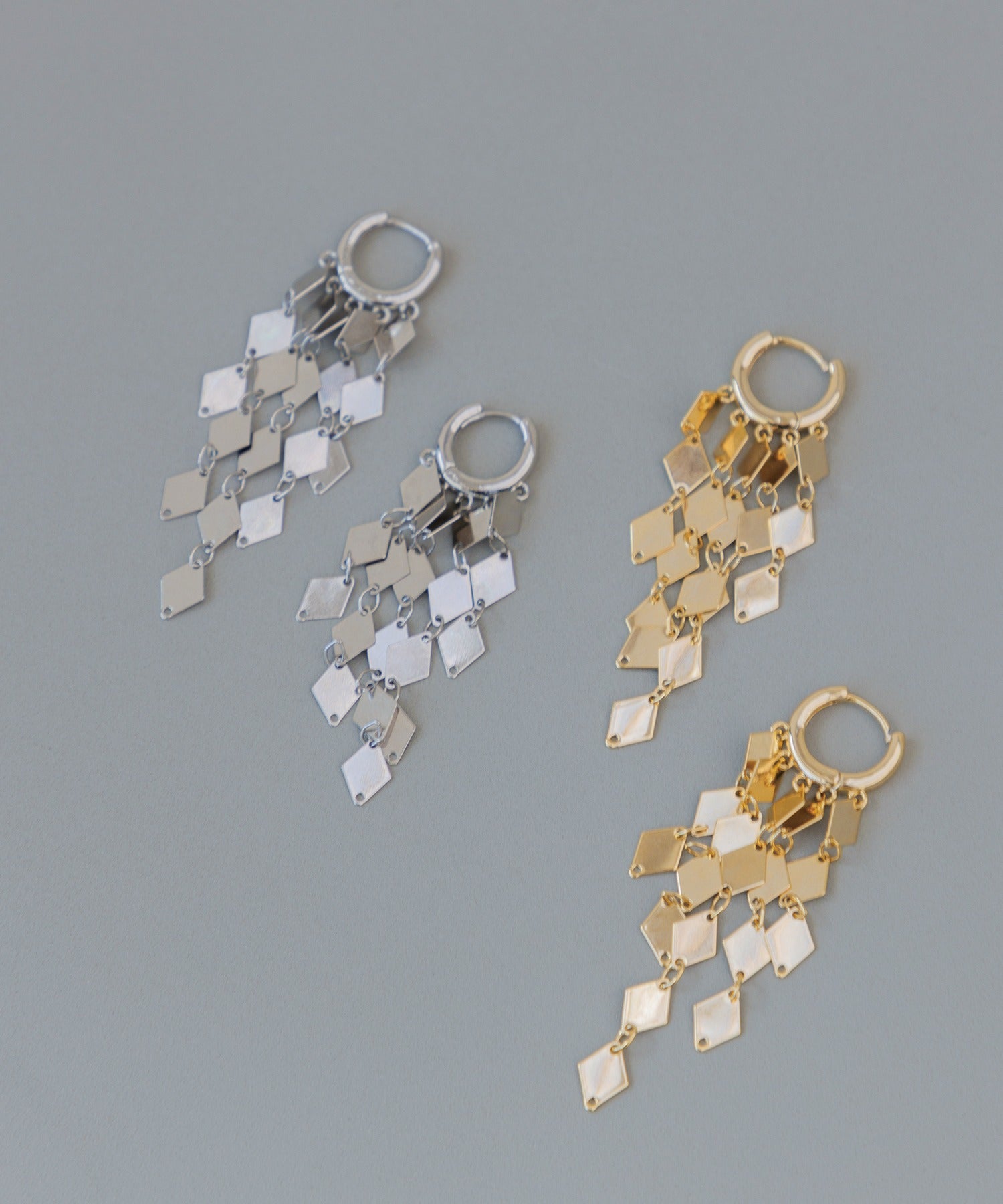 レジャ Leja ダイヤモチーフロングピアス結婚式 パーティー 成人式 二次会 同窓会 お呼ばれ オケージョン20代 30代 40代 （SILVER） SILVER