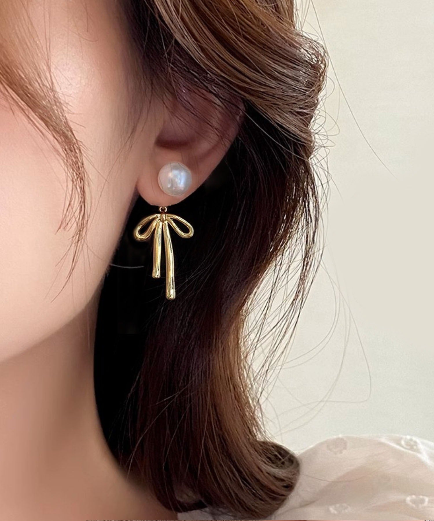 レジャ Leja 2wayパールリボンゴールドピアス結婚式 お呼ばれピアス 二次会 同窓会 お呼ばれ オケージョン 20代 30代 40代 （GOLD） GOLD