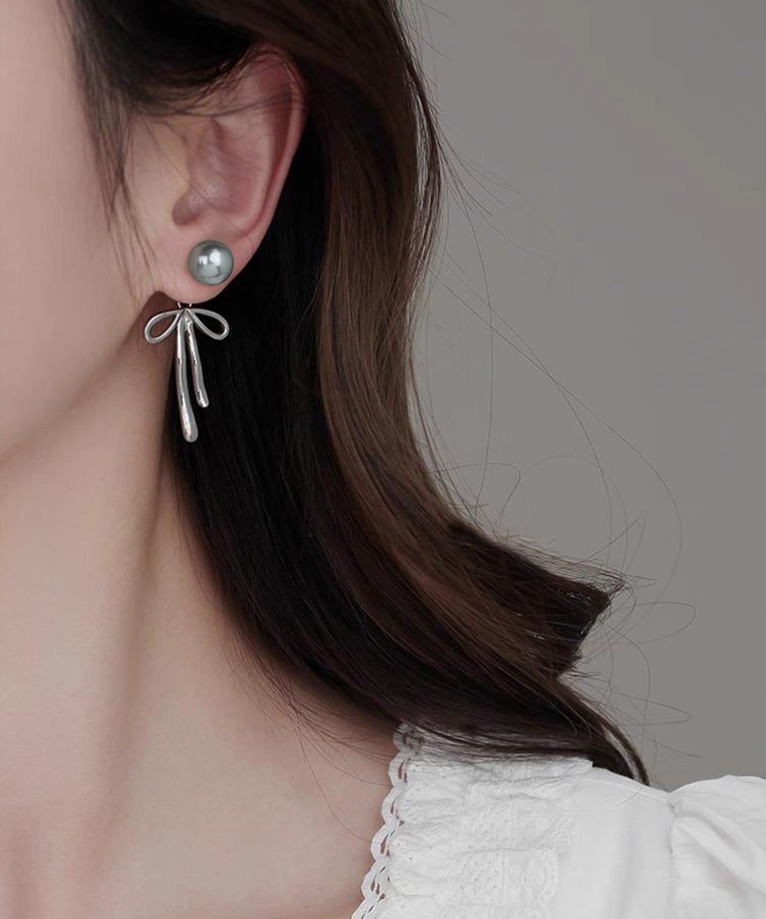 レジャ Leja 2wayパールリボンゴールドピアス結婚式 お呼ばれピアス 二次会 同窓会 お呼ばれ オケージョン 20代 30代 40代 （SILVER） SILVER