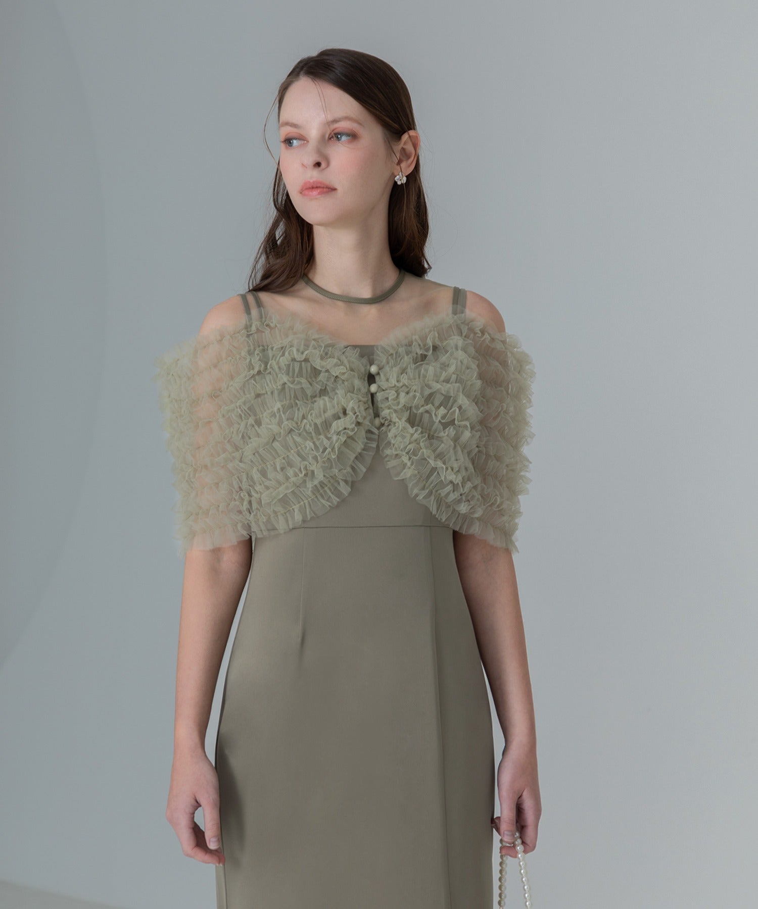 レジャ Leja 蕾絲荷葉邊背心I型連衣裙美腿效果婚禮 派對裙 成人式 20代 30代 40代