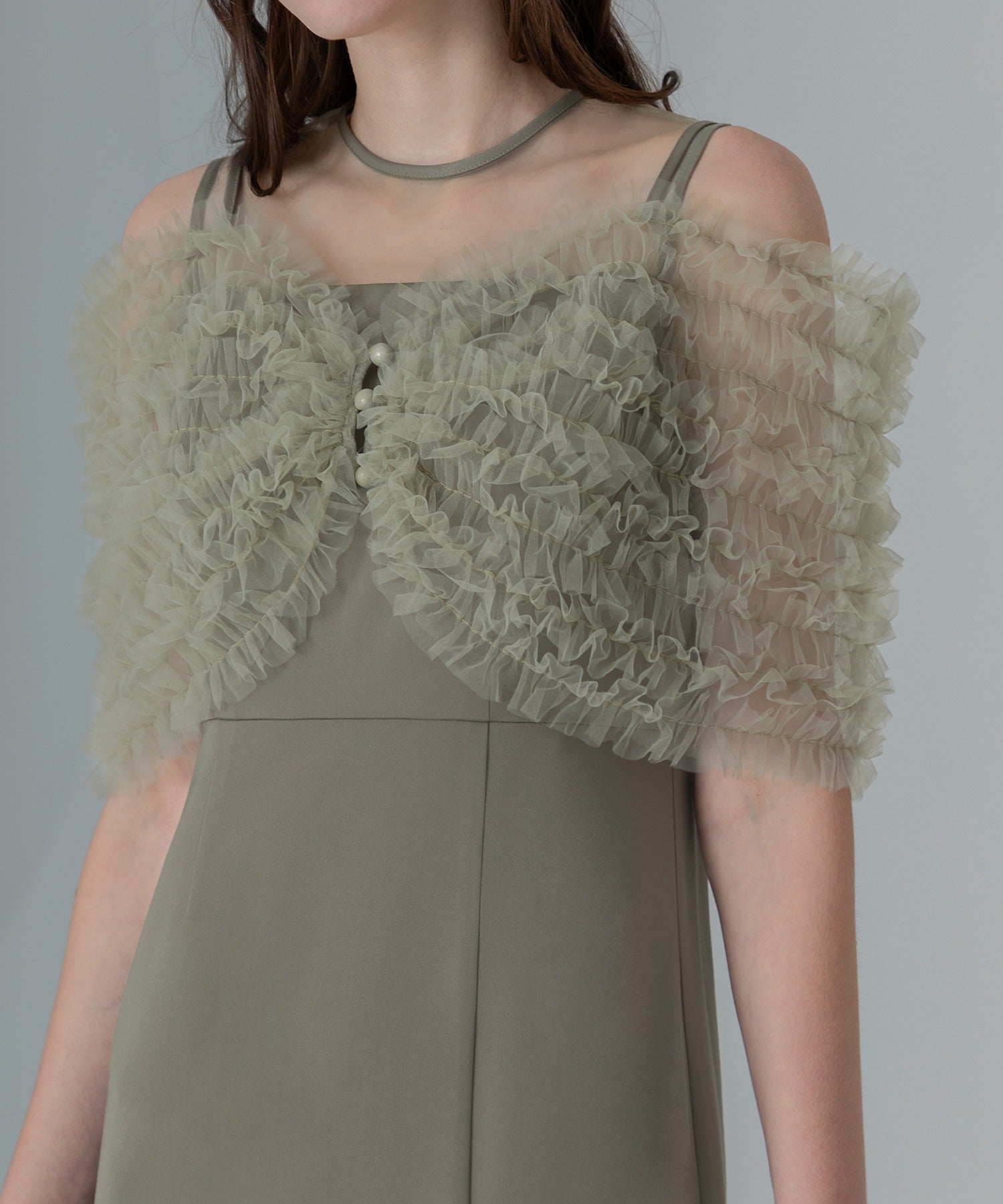 レジャ Leja 蕾絲荷葉邊背心I型連衣裙美腿效果婚禮 派對裙 成人式 20代 30代 40代