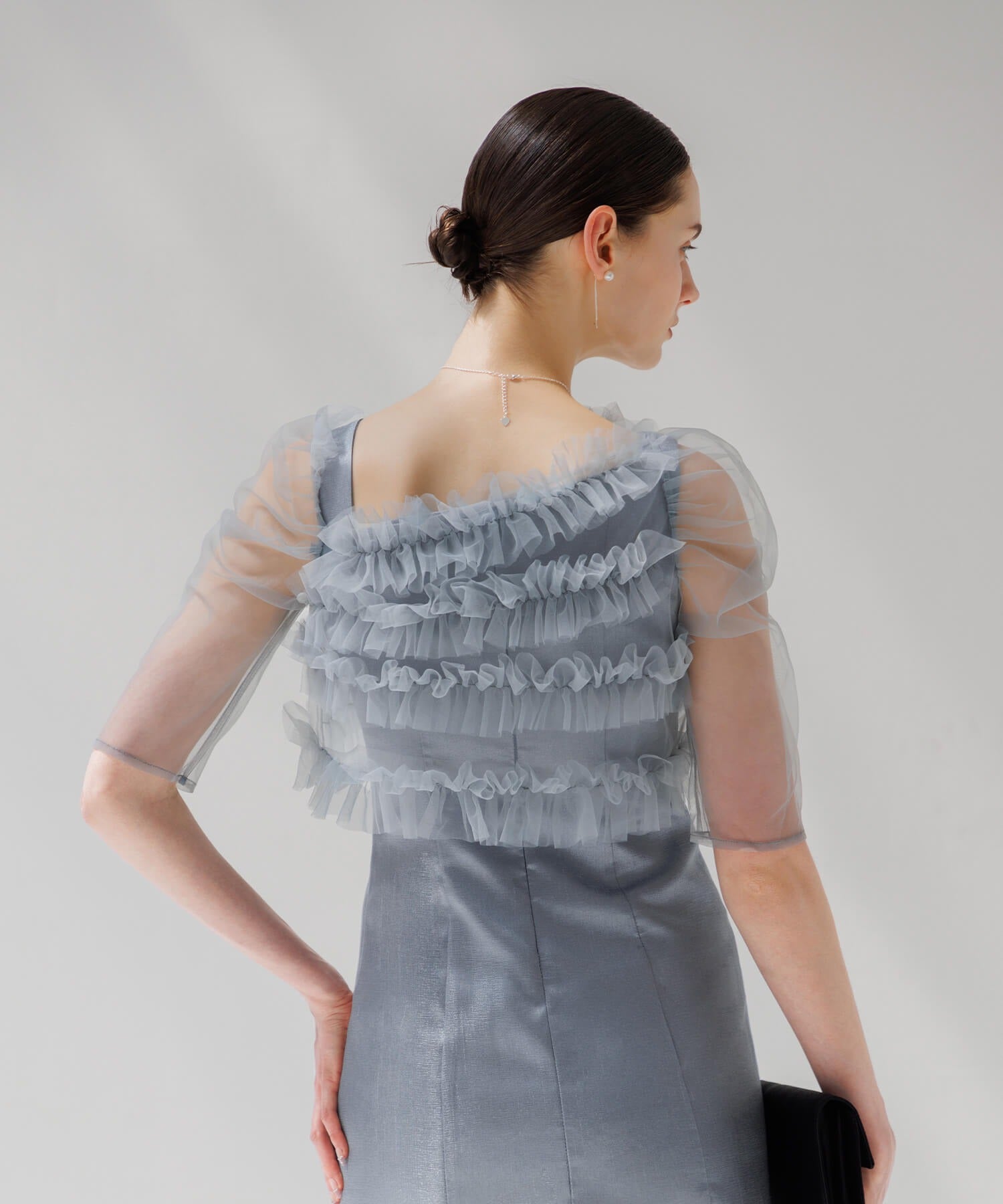 Leja レジャ お呼ばれ　チュールアシンメトリーティアードフリルIラインドレス レジャ Leja チュールアシンメトリーティアードフリルIラインドレス2点