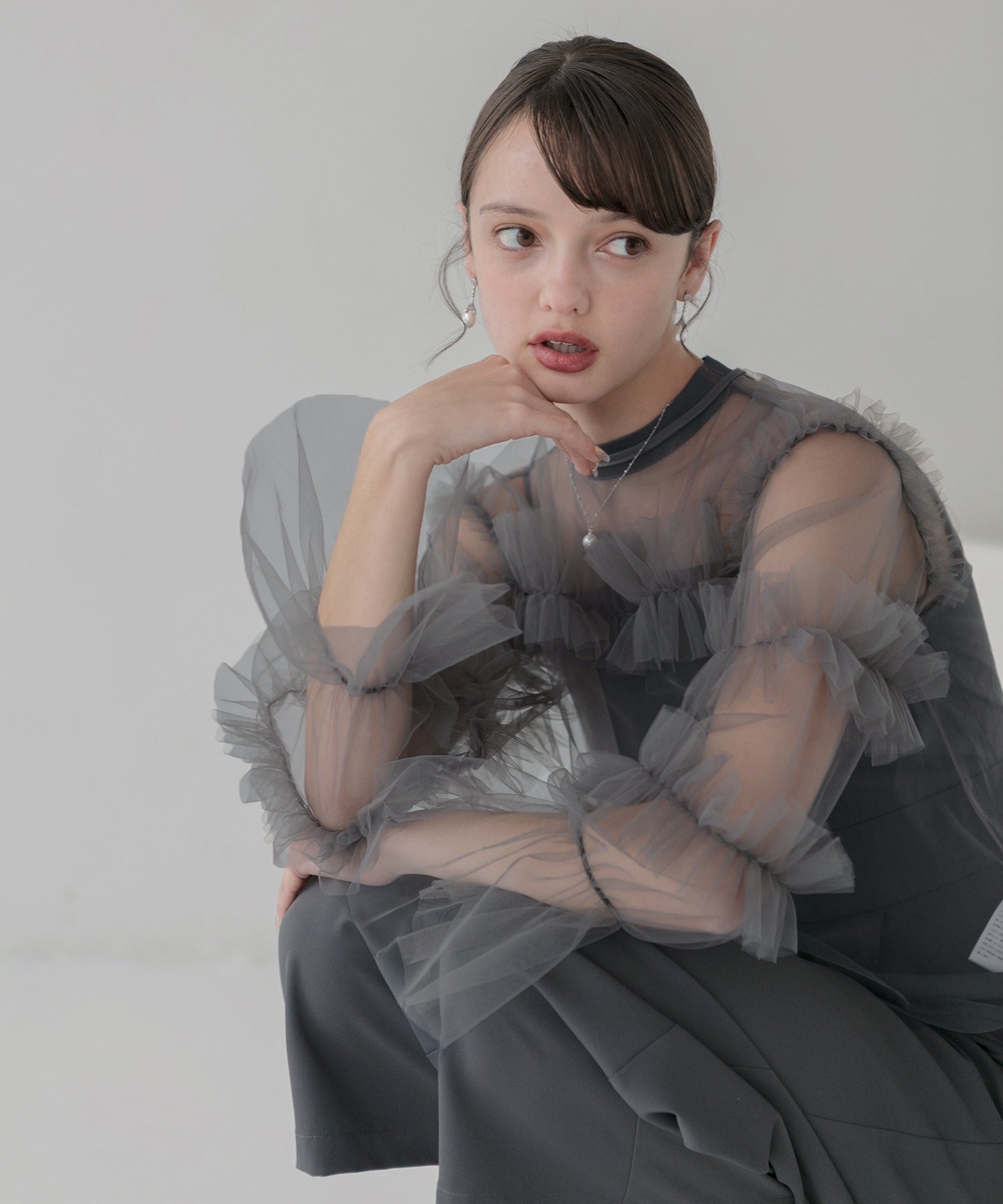 レジャ Leja チュールフリルトップスパーティードレス 成人式 二次会 同窓会 お呼ばれ オケージョン 20代 30代 40代 （DARK GRAY） DARK GRAY