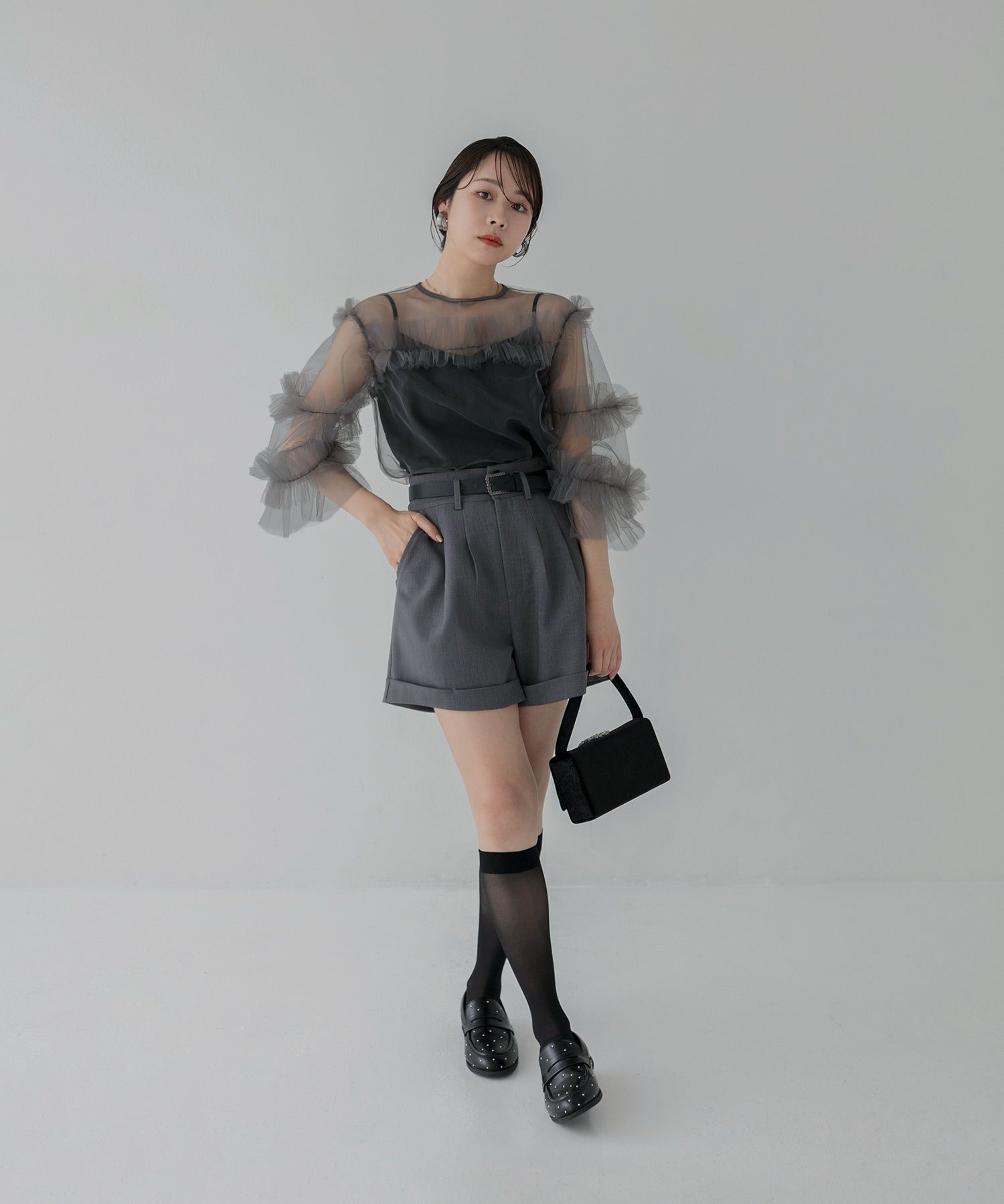 レジャ Leja チュールフリルトップスパーティードレス 成人式 二次会 同窓会 お呼ばれ オケージョン 20代 30代 40代 （DARK GRAY） DARK GRAY
