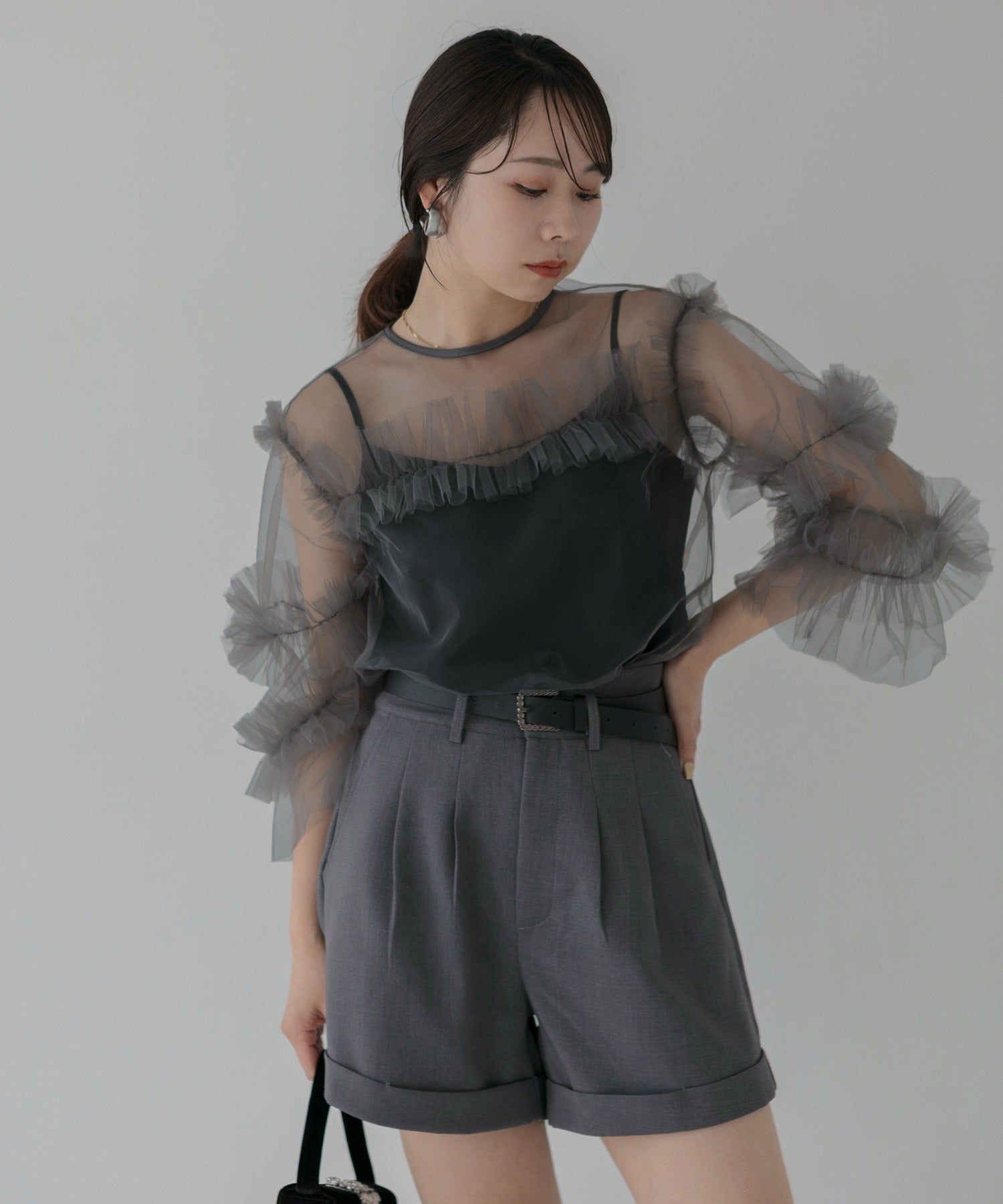 レジャ Leja チュールフリルトップスパーティードレス 成人式 二次会 同窓会 お呼ばれ オケージョン 20代 30代 40代 （DARK GRAY） DARK GRAY