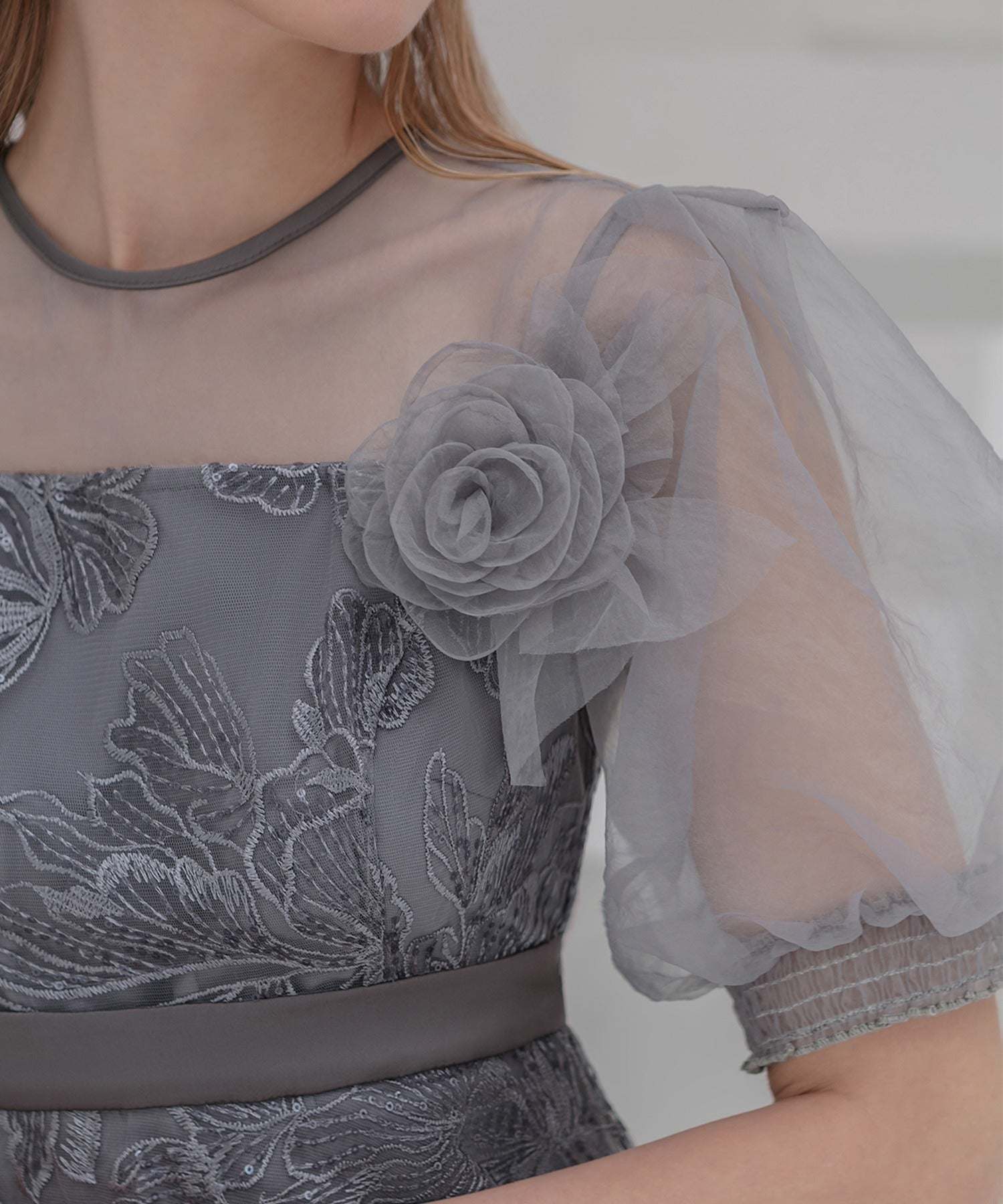 レジャ Leja ローズペプラムIラインワンピースドレス2点セット美脚効果結婚式 パーティードレス 成人式 二次会 同窓会 お呼ばれ オケージョン 20代 30代 40代 （GRAY） GRAY