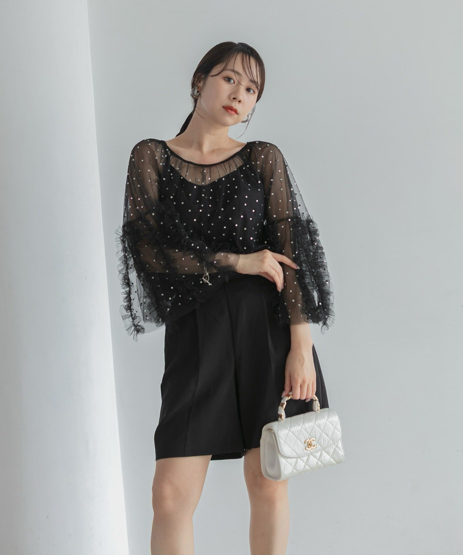 レジャ Leja ドットストーンオフショルIラインワンピースドレスワンピース2点セット美脚効果結婚式 パーティードレス 成人式 二次会 同窓会 お呼ばれ オケージョン 20代 30代 40代 （BLACK） BLACK