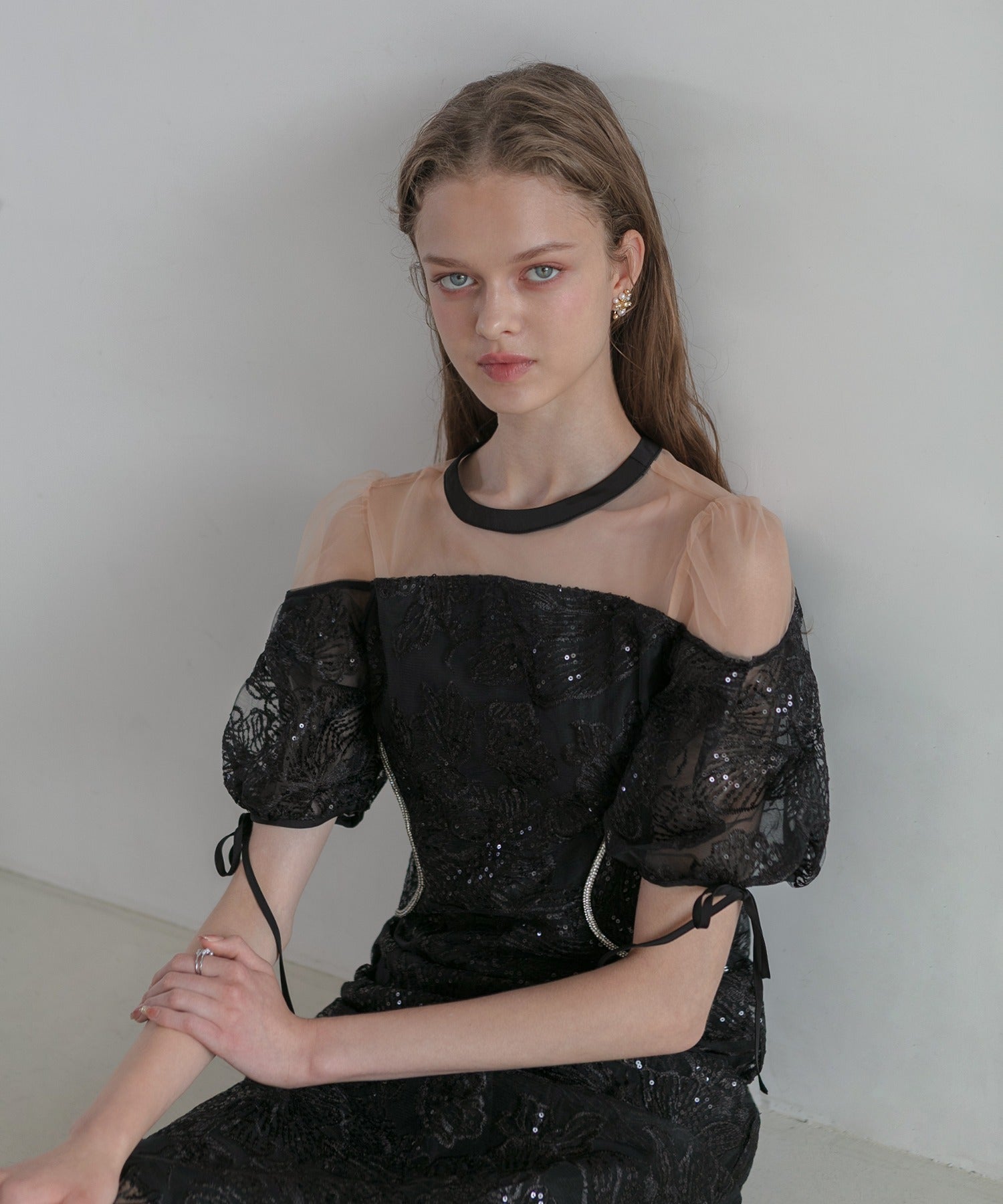 レジャ Leja スパンコールウエストデザインIラインワンピースドレス美脚効果結婚式 パーティードレス 成人式 二次会 同窓会 お呼ばれ オケージョン 20代 30代 40代 （BLACK） BLACK