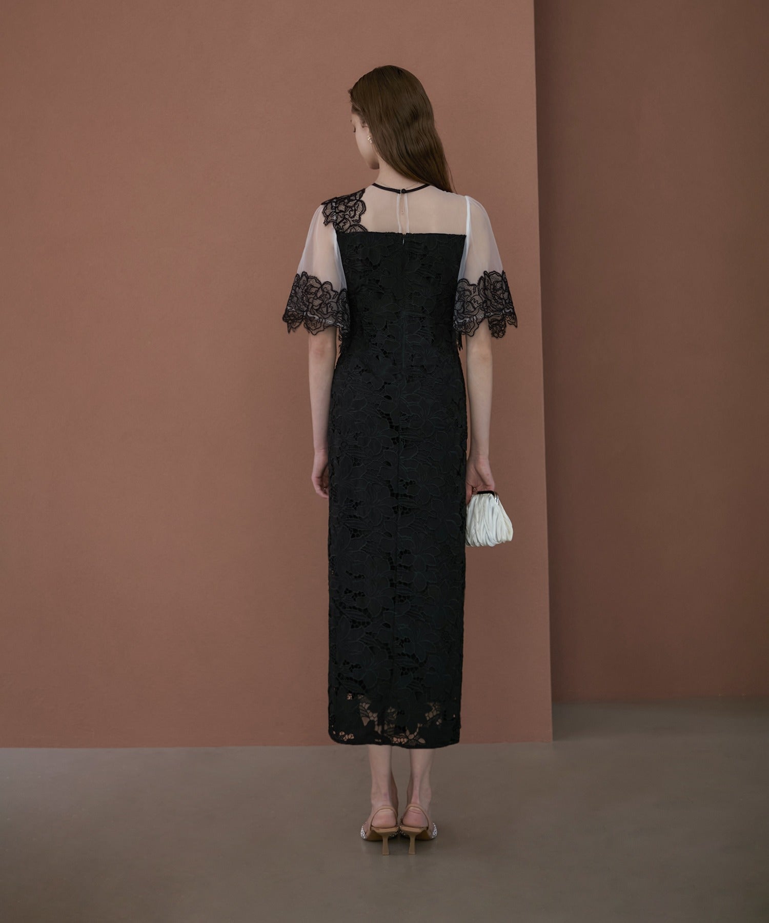 レジャ Leja シアーレースフラワーIラインドレスワンピース美脚効果結婚式 パーティードレス 成人式 二次会 同窓会 お呼ばれ オケージョン 20代 30代 40代 （BLACK） BLACK