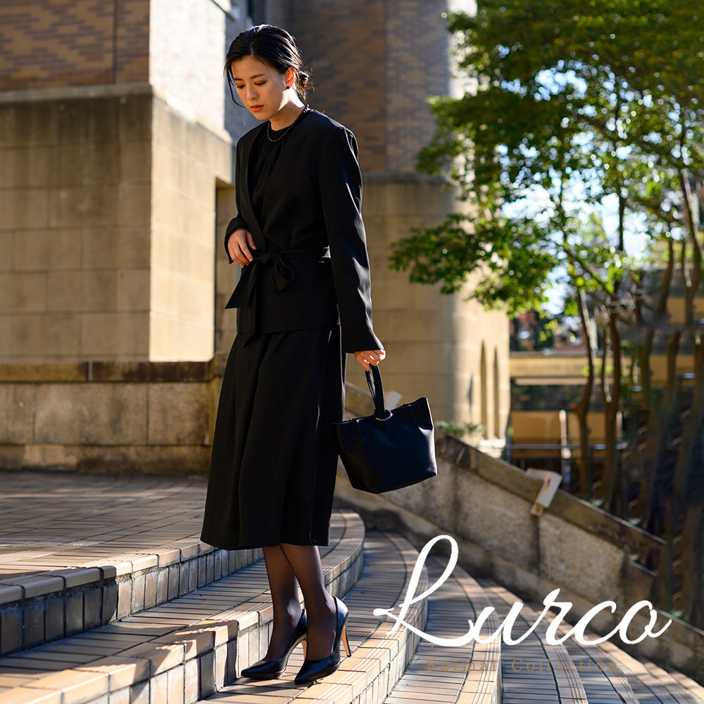 ルルコ Lurco 存在感あるタックデザインのワンハンドルフォーマルソフトバッグ （ブラック） ブラック