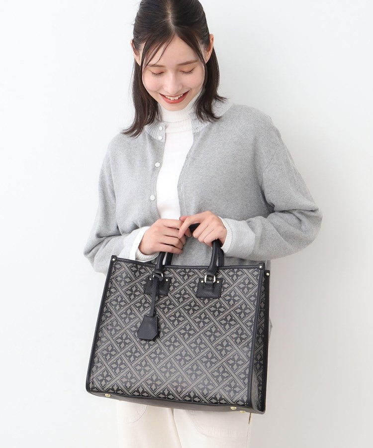 ローラ アシュレイ LAURA ASHLEY 【牛革／ショルダーベルト付き／Lサイズ】ミスタージョーンズ柄 バック （ブラック(119)） ブラック(119)
