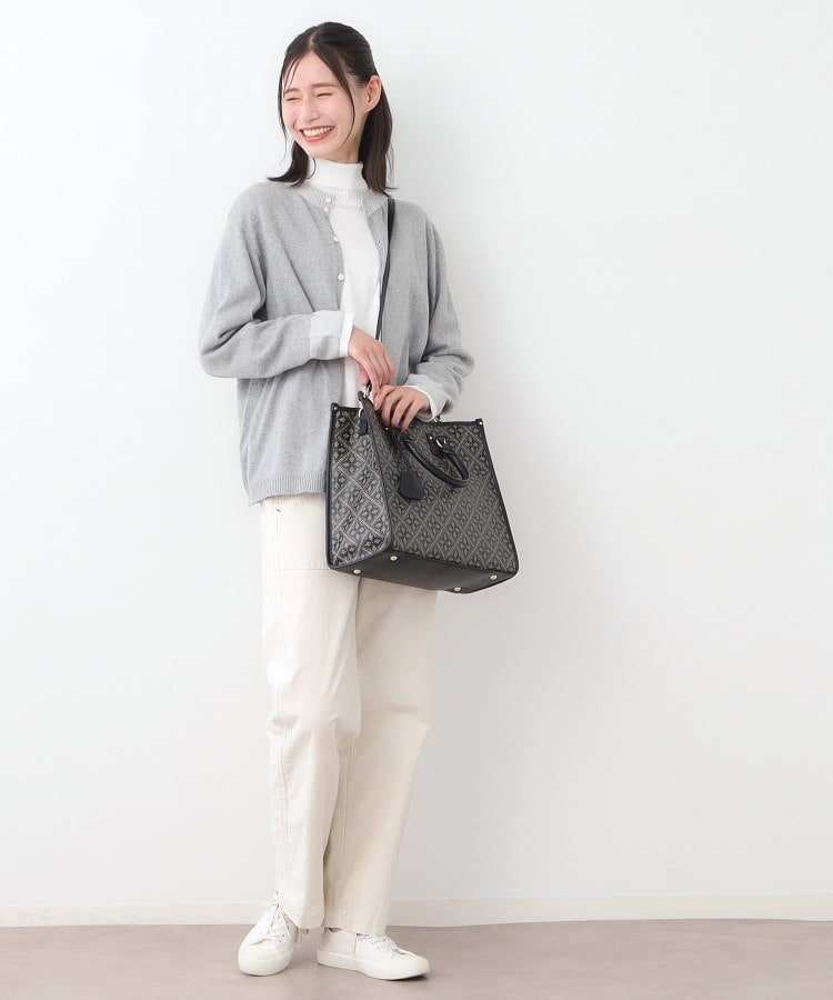 ローラ アシュレイ LAURA ASHLEY 【牛革／ショルダーベルト付き／Lサイズ】ミスタージョーンズ柄 バック （ブラック(119)） ブラック(119)