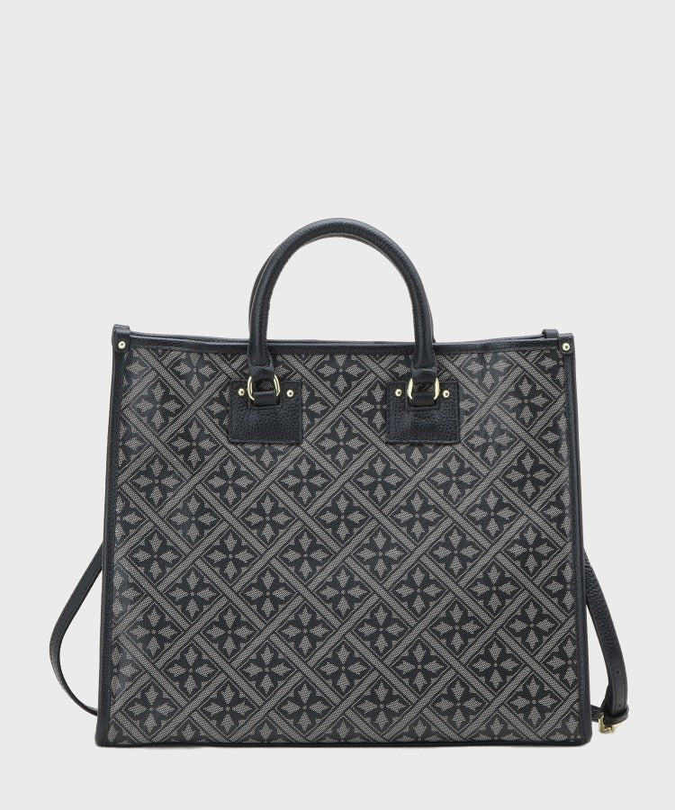 ローラ アシュレイ LAURA ASHLEY 【牛革／ショルダーベルト付き／Lサイズ】ミスタージョーンズ柄 バック （ブラック(119)） ブラック(119)