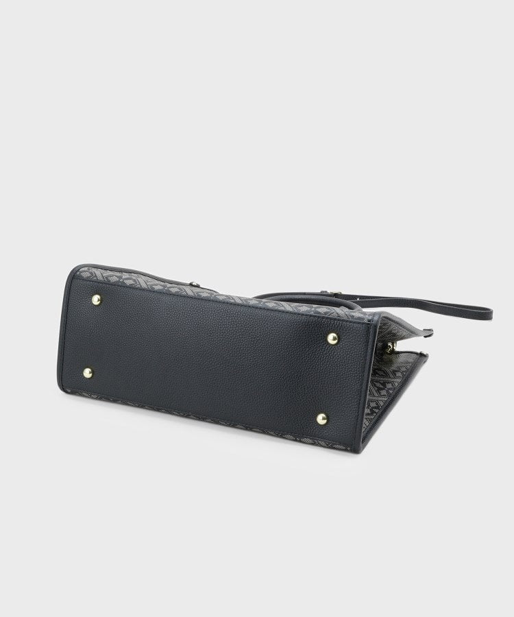 ローラ アシュレイ LAURA ASHLEY 【牛革／ショルダーベルト付き／Lサイズ】ミスタージョーンズ柄 バック （ブラック(119)） ブラック(119)