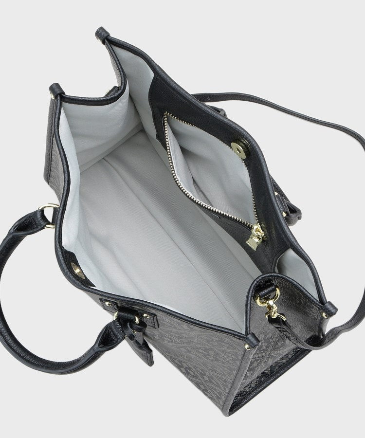 ローラ アシュレイ LAURA ASHLEY 【牛革／ショルダーベルト付き／Lサイズ】ミスタージョーンズ柄 バック （ブラック(119)） ブラック(119)