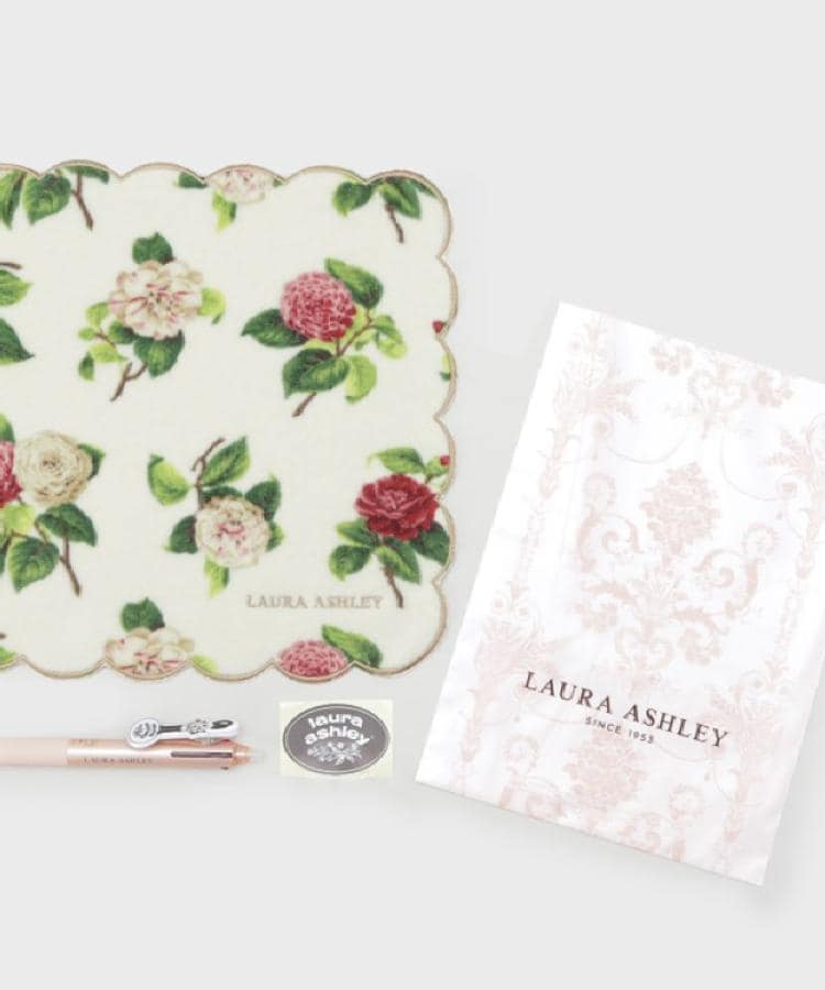 ローラ アシュレイ LAURA ASHLEY 【WEB限定】ヴィンテージソルジャー フリクションボール3 スリム038＆カミール柄 プリントハンカチ セット （ローラアシュレイ ギフト袋＆シール）付き （アイボリー(104)） アイボリー(104)