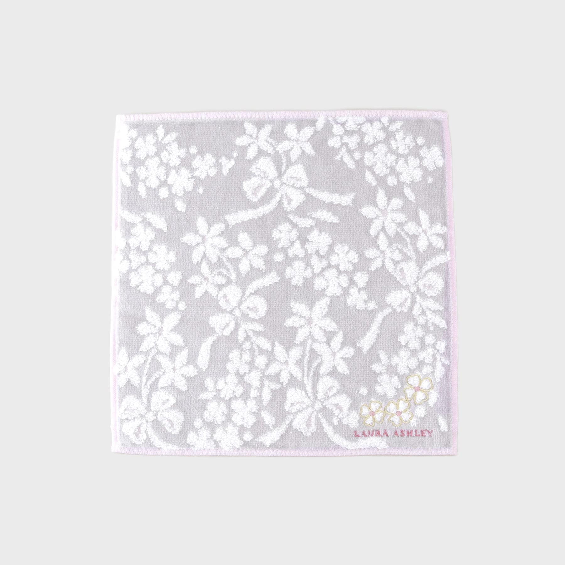 ローラ アシュレイ LAURA ASHLEY リボン タオルハンカチ （グレー(112)） グレー(112)