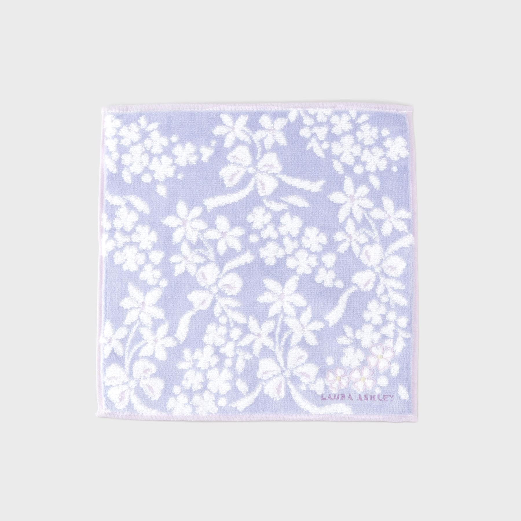 ローラ アシュレイ LAURA ASHLEY リボン タオルハンカチ （パープル(181)） パープル(181)
