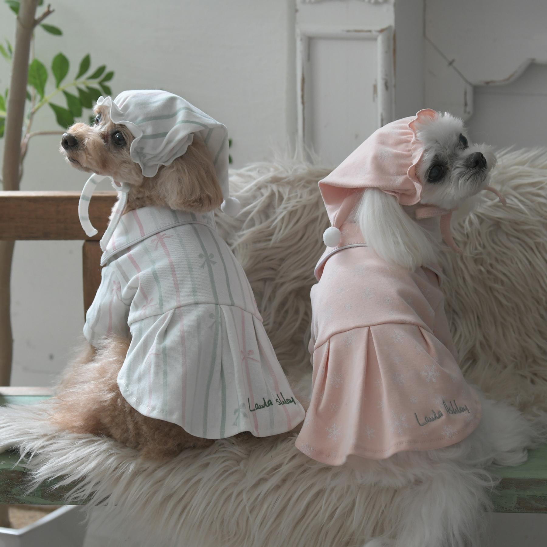 ローラ アシュレイ LAURA ASHLEY ペインタリー ボウ ストライプ柄 ドッグウエア 【返品不可商品】 （ホワイト(102)） ホワイト(102)