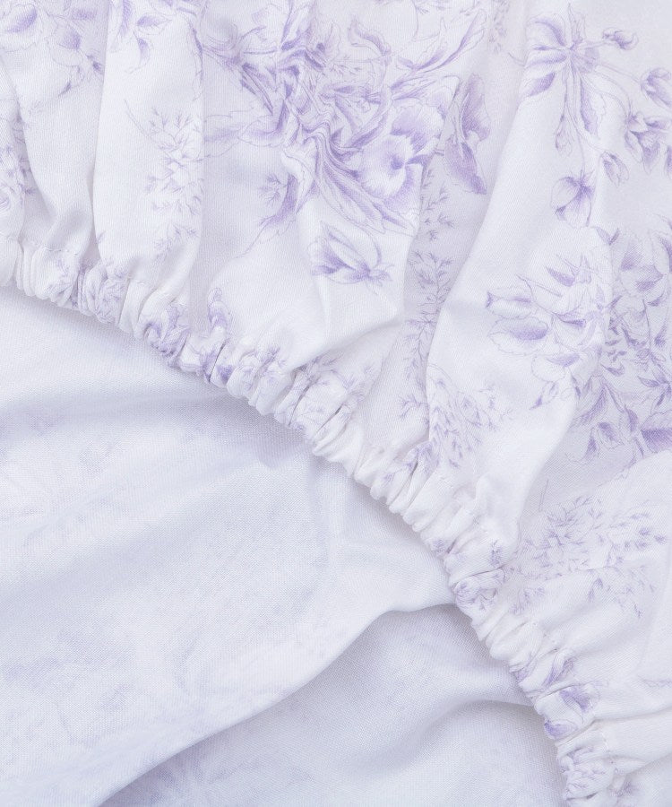 ローラ アシュレイ LAURA ASHLEY 【シングル】サーストンブルーム柄 フィットシーツ （パープル(183)） パープル(183)