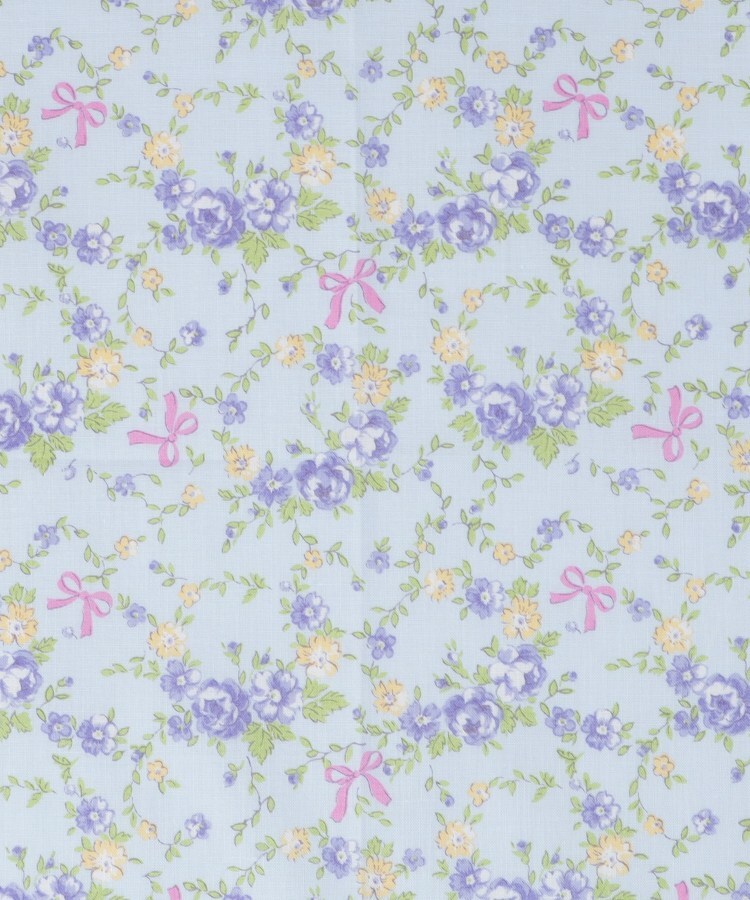 ローラ アシュレイ LAURA ASHLEY 【WEB限定／お配りギフトにおすすめ！／ラッピング資材付き】小リボン＆お花 プリントハンカチ 青 5枚セット （ブルー(191)） ブルー(191)