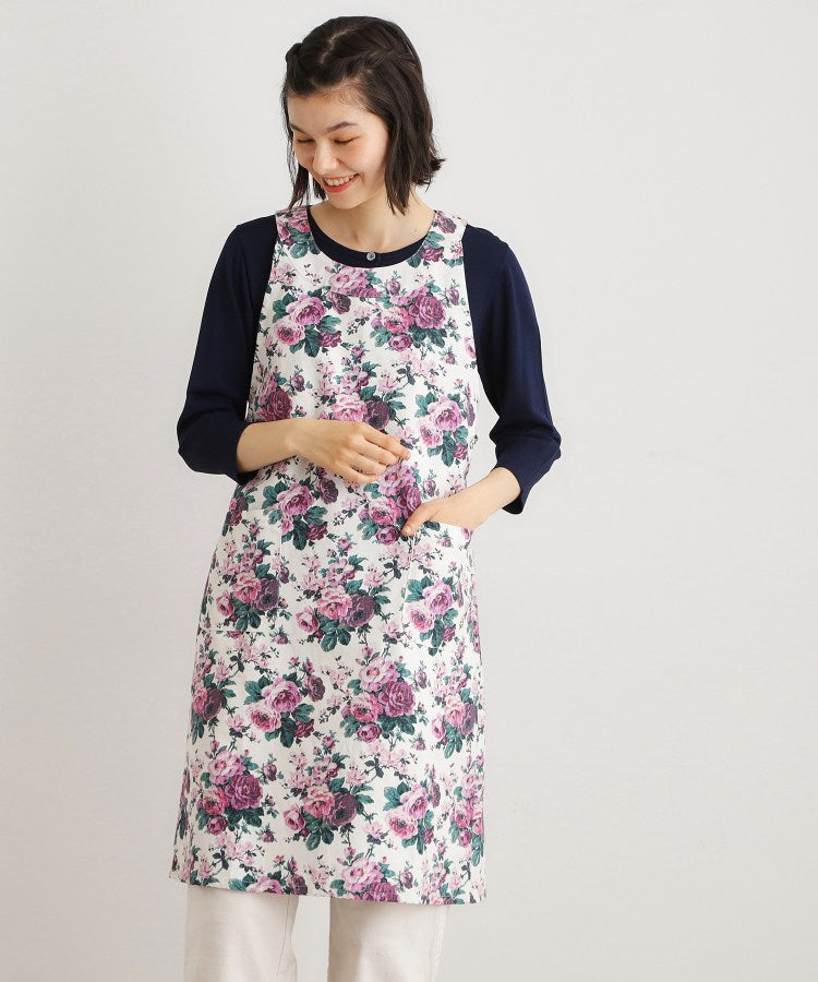 ローラ アシュレイ LAURA ASHLEY エレンボロー ローズ柄 エプロン （ボルドー(164)） ボルドー(164)