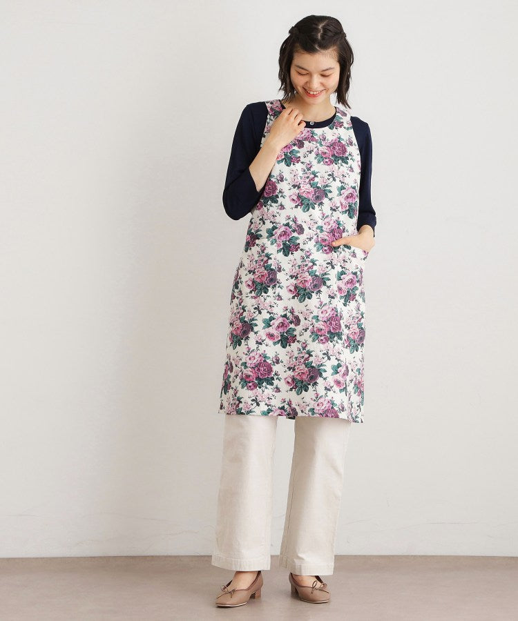 ローラ アシュレイ LAURA ASHLEY エレンボロー ローズ柄 エプロン （ボルドー(164)） ボルドー(164)
