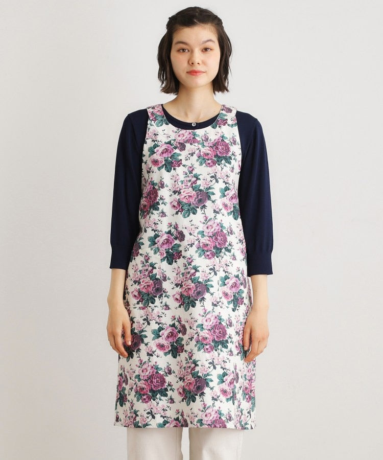 ローラ アシュレイ LAURA ASHLEY エレンボロー ローズ柄 エプロン （ボルドー(164)） ボルドー(164)