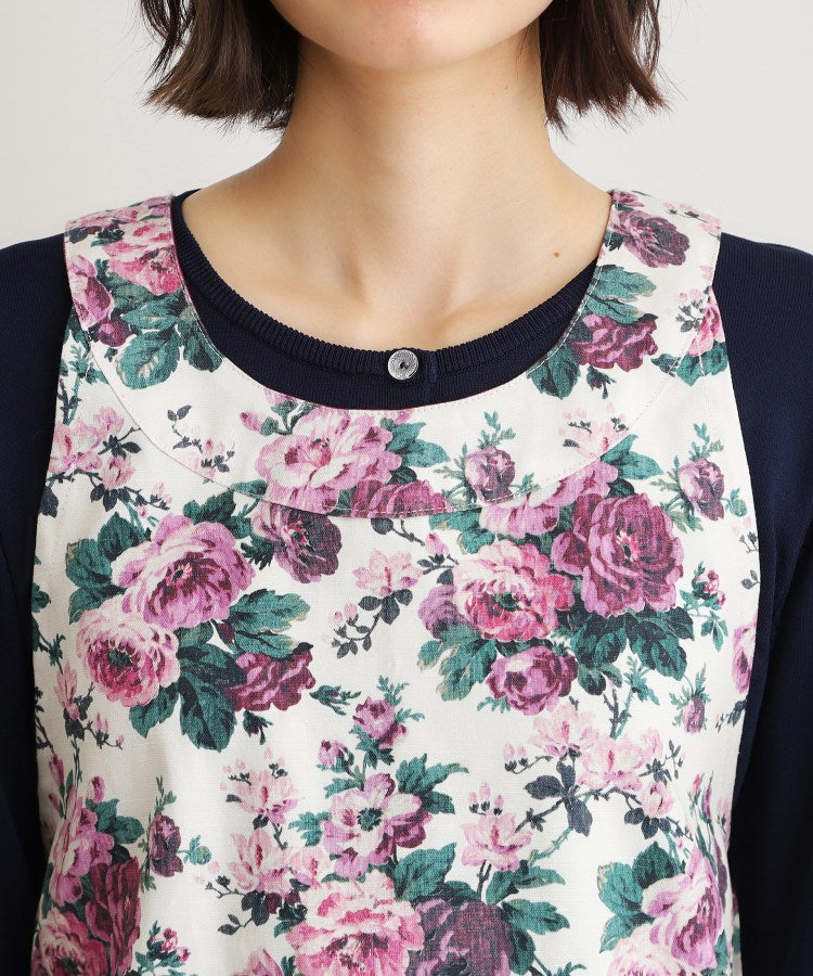 ローラ アシュレイ LAURA ASHLEY エレンボロー ローズ柄 エプロン （ボルドー(164)） ボルドー(164)