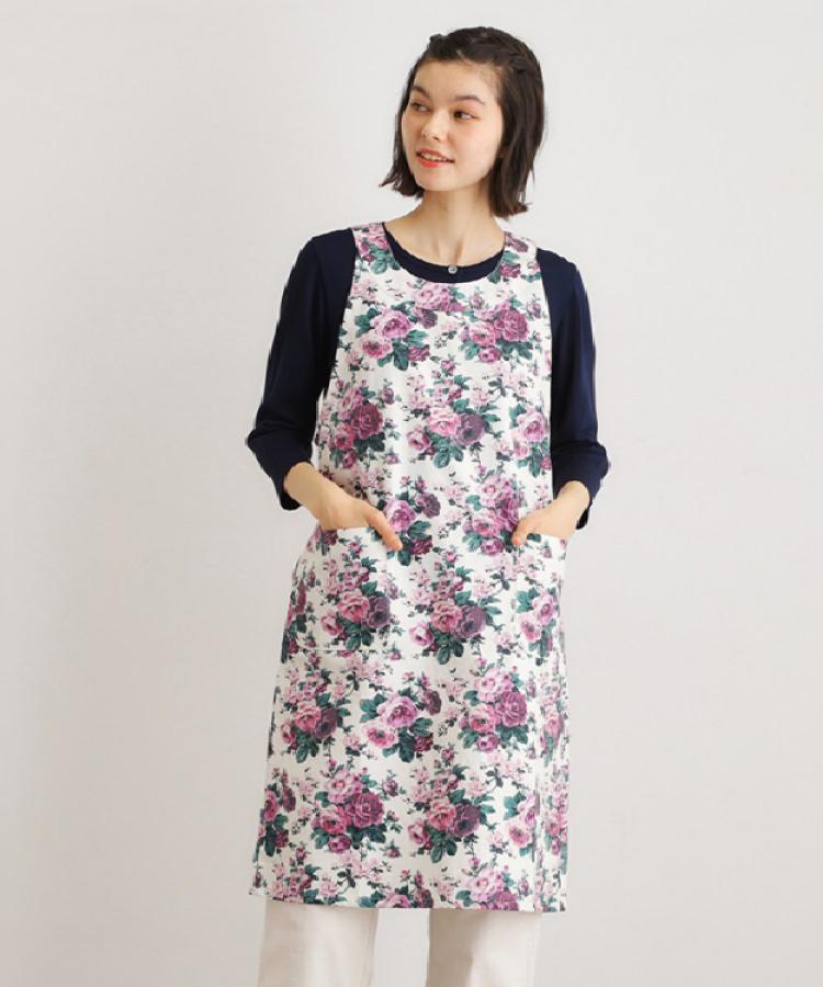 ローラ アシュレイ LAURA ASHLEY エレンボロー ローズ柄 エプロン （ボルドー(164)） ボルドー(164)